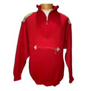 Vintage 80s Monod Sports - Half Zip Anorak Pocket - Wool Blend Sweater - Size L